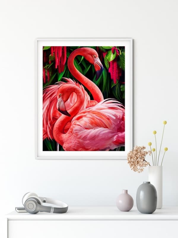 Timanttikirjonta Vaaleanpunaiset Flamingot 40x50