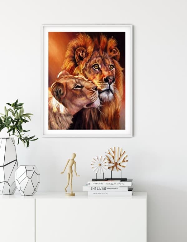 Diamantbroderi Løvens ømhed 40x50