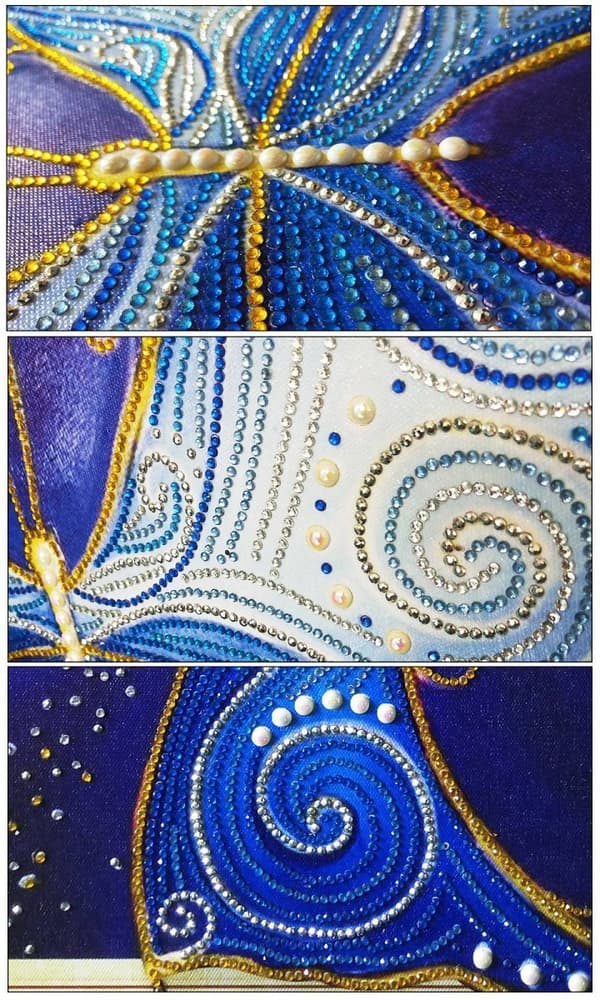 Diamantbroderi Blå Sommerfugl 47x57 cm
