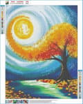 Miniatyrbillede 3 af 4: Diamantbroderi Magisk Træ - Sommerens Nedgang 40x50
