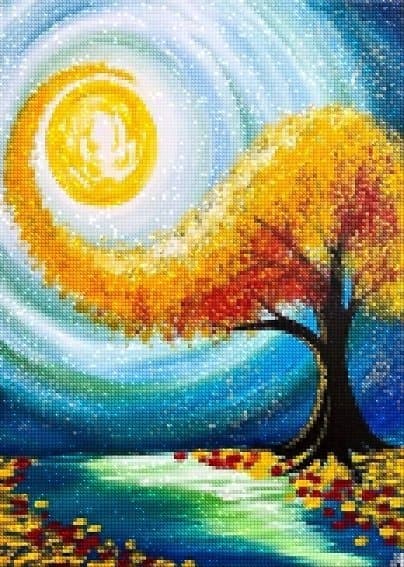 Diamantbroderi Magisk Træ - Sommerens Nedgang 40x50