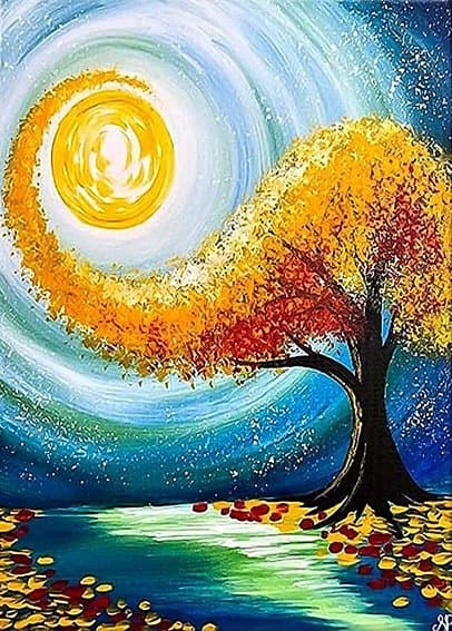 Diamantbroderi Magisk Træ - Sommerens Nedgang 40x50