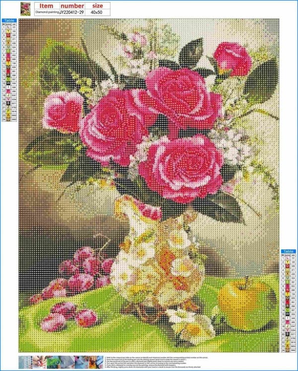 Diamantbroderi Rosenträdgård 40x50