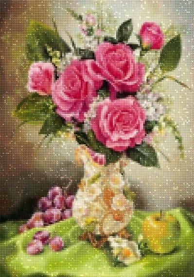 Diamantbroderi Rosenträdgård 40x50