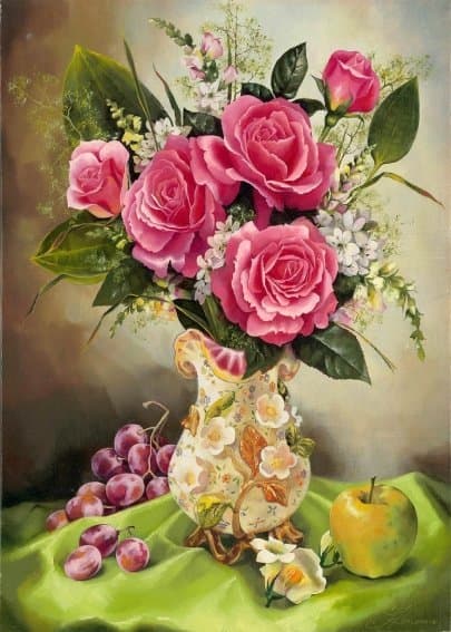 Diamantbroderi Rosenträdgård 40x50
