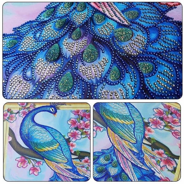 Diamantbroderi Slank Påfugl 47x57 cm