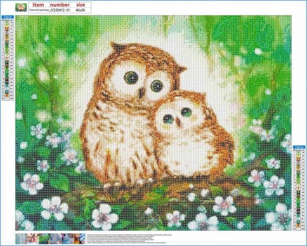 Diamantbroderi Søde Ugler 40x50