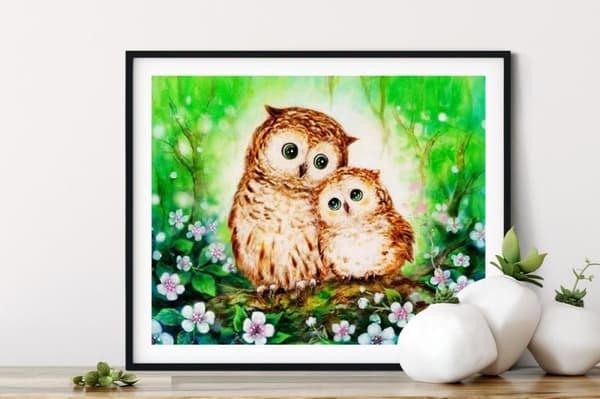 Diamantbroderi Søde Ugler 40x50