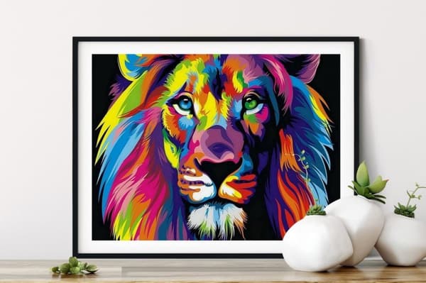 Timanttikirjonta Sateenkaarileijona 40x50