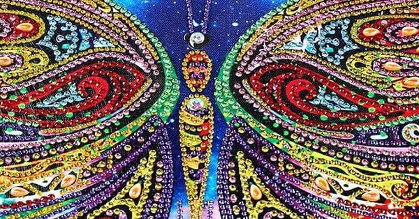 Diamantbroderi Vidunderlig Sommerfugl 47x57 cm