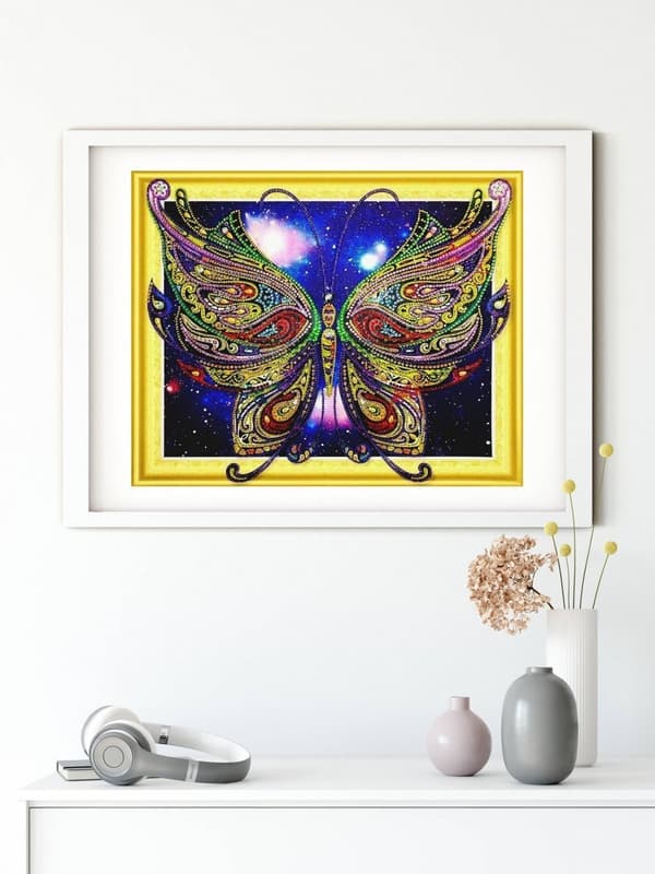 Diamantbroderi Vidunderlig Sommerfugl 47x57 cm