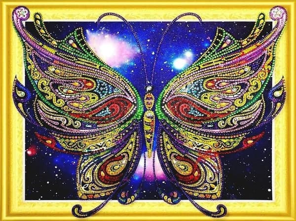 Diamantbroderi Vidunderlig Sommerfugl 47x57 cm