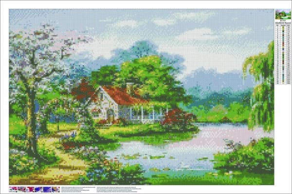 Diamantbroderi Sommerhus 45x65 cm