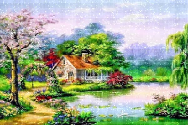 Diamantbroderi Sommerhus 45x65 cm