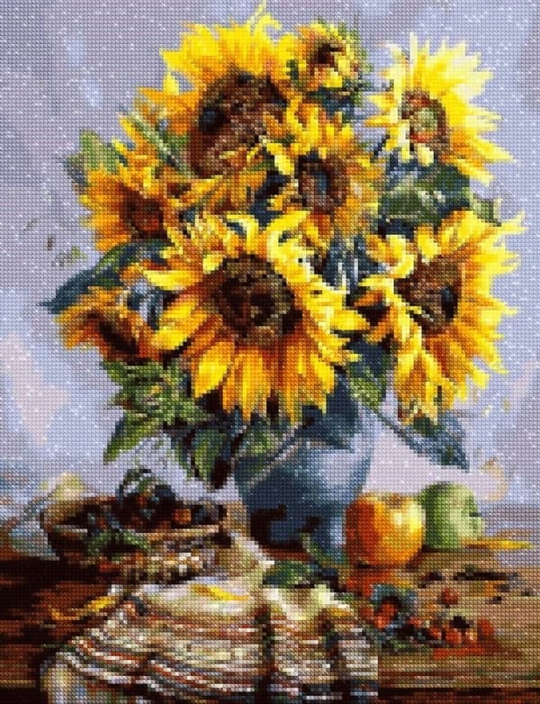 Timanttikirjonta Auringonkukat 40x50 cm