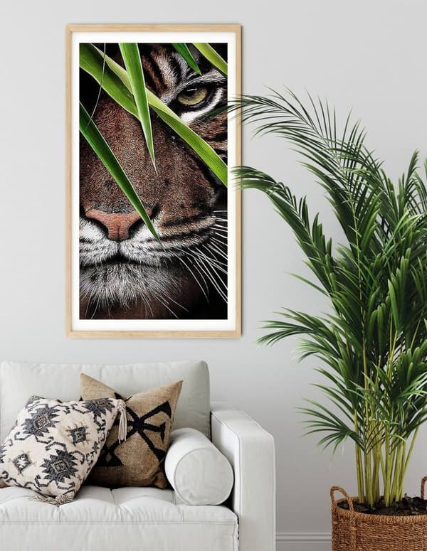Diamantbroderi med hukande tiger 45x85 cm