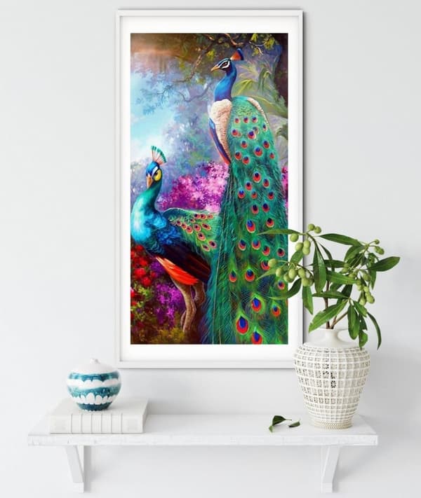 Diamantbroderi Kongelige Påfugle 50x95 cm