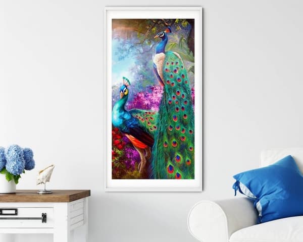 Diamantbroderi Kongelige Påfugle 50x95 cm
