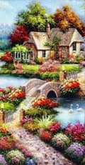 Miniatyrbillede 2 af 6: Diamantbroderi Idyllisk Hvile 45x85 cm