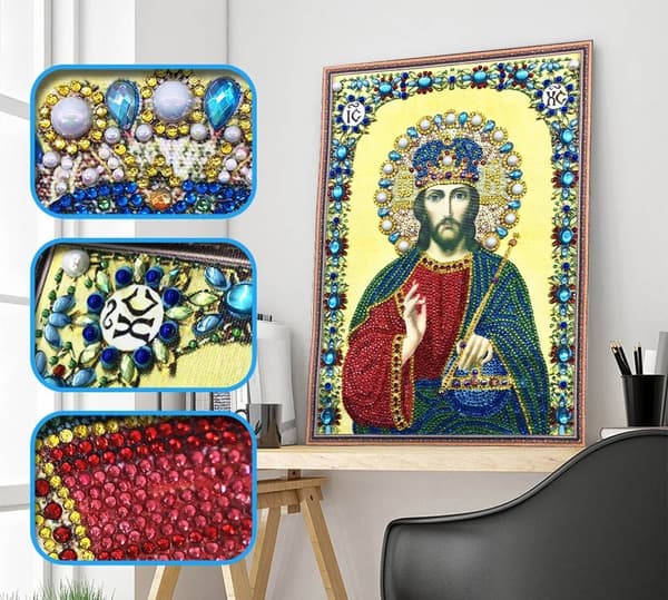 Diamantbroderi Jesus den Retfærdige 30x40 cm
