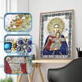 Miniatyrbillede 2 af 4: Diamantbroderi Guds Moder med Jesus 30x40 cm