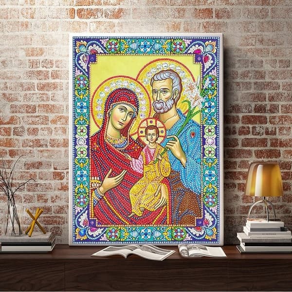 Diamantbroderi Hellig Familie 30x40 cm