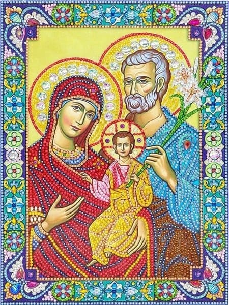 Diamantbroderi Hellig Familie 30x40 cm