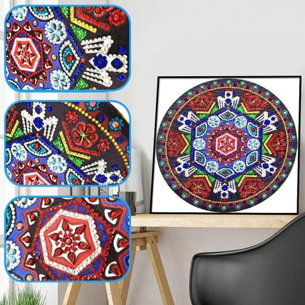 Diamantbroderi Geometrisk Mandala 30x30 cm