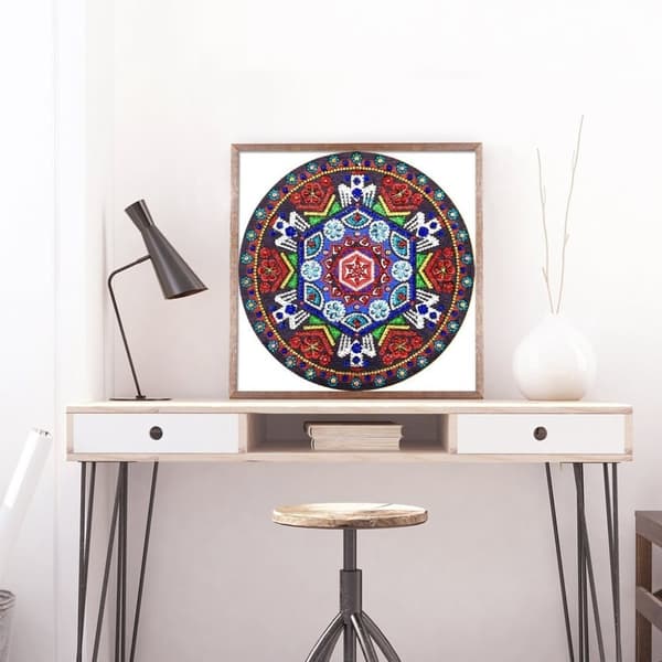 Diamantbroderi Geometrisk Mandala 30x30 cm