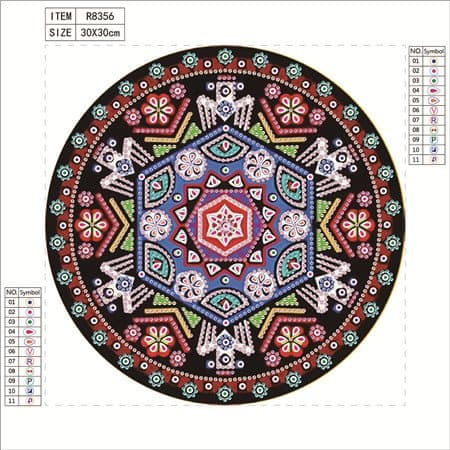 Diamantbroderi Geometrisk Mandala 30x30 cm