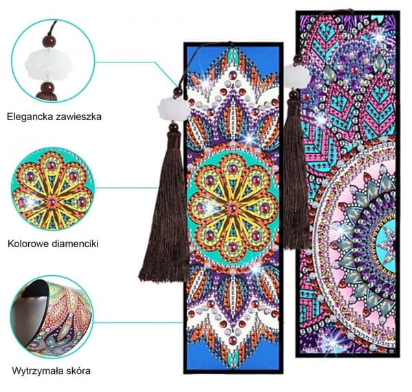 Diamantbroderi bogmærke bogmærker sæt med 2 - Mandalaer