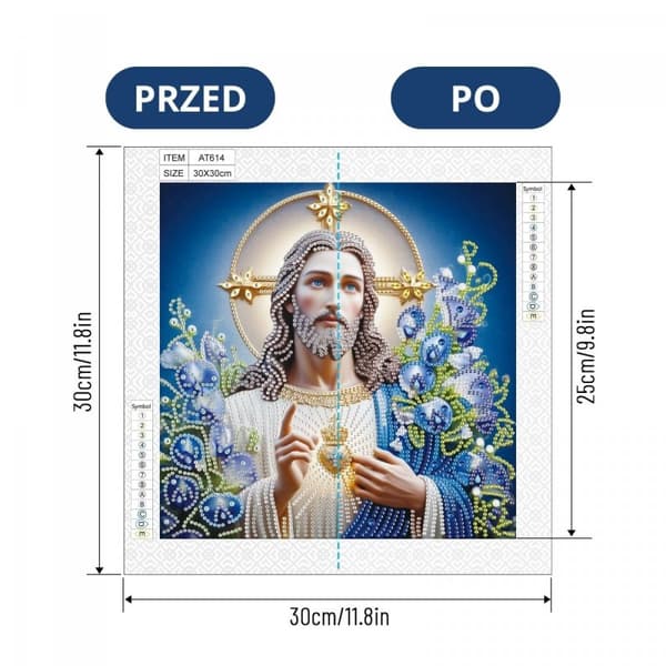 Diamantbroderi Jesus Helligt Lys 30x30 cm