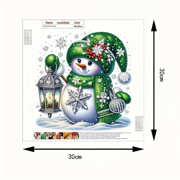 Diamantbroderi Snögubbe Leende 30x30 cm