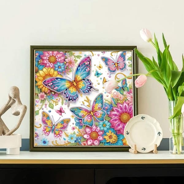 Diamantbroderi Fjärilsäng 30x30 cm