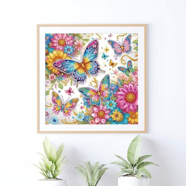 Diamantbroderi Fjärilsäng 30x30 cm
