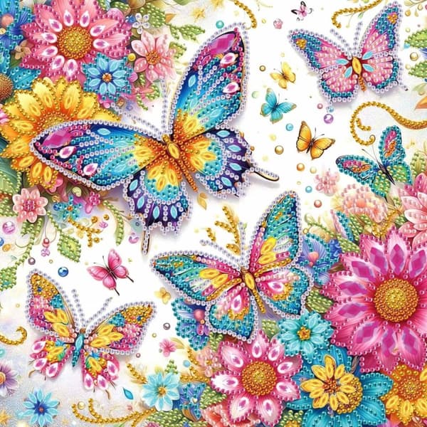 Diamantbroderi Fjärilsäng 30x30 cm