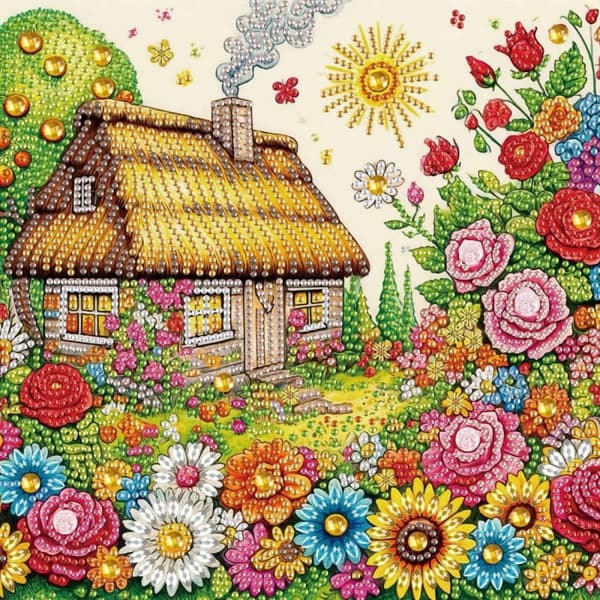 Diamantbroderi Idyllisk Hytte 30x30 cm