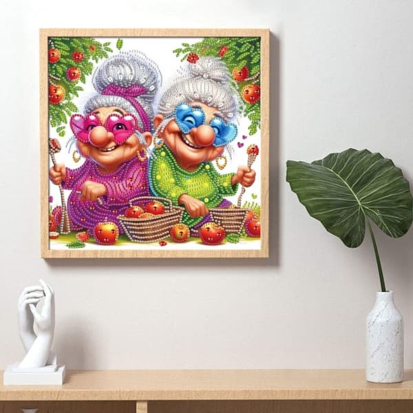 Timanttikirjonta Omena-mummot 30x30 cm