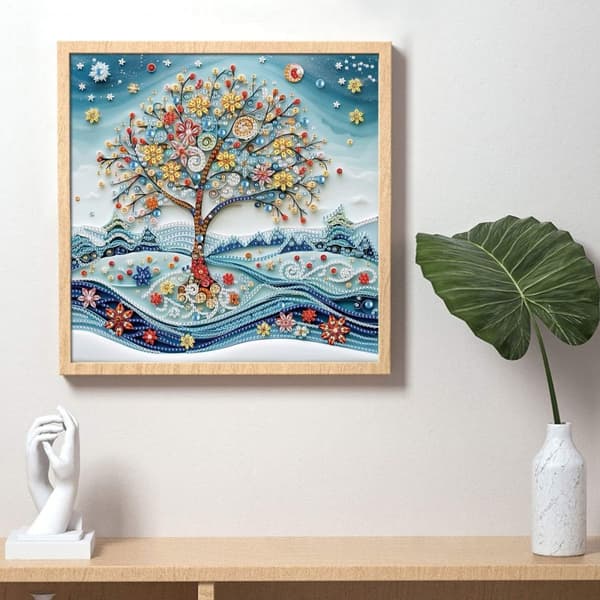 Diamantbroderi Vinterhave 30x30 cm