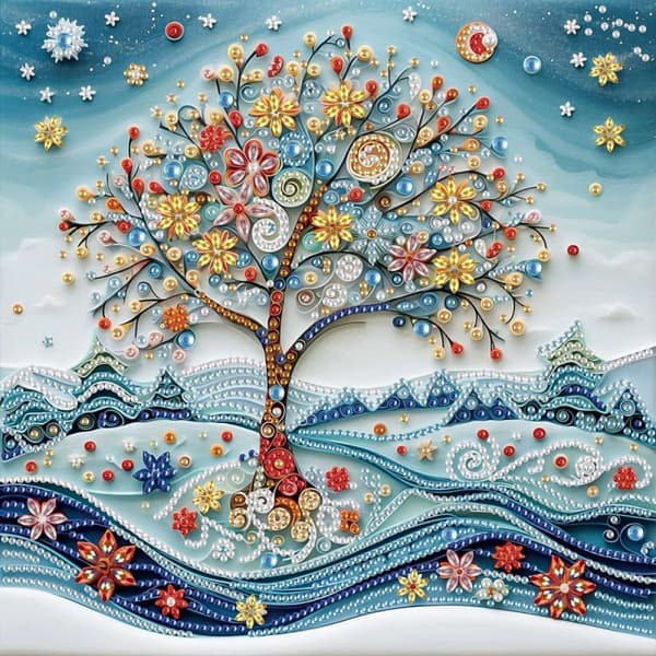 Diamantbroderi Vinterhave 30x30 cm