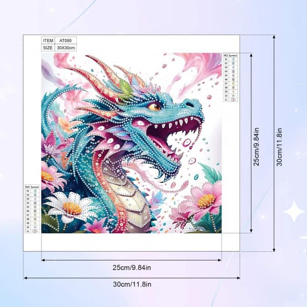 Diamantdragebroderi Guardian of Legends 30x30 cm