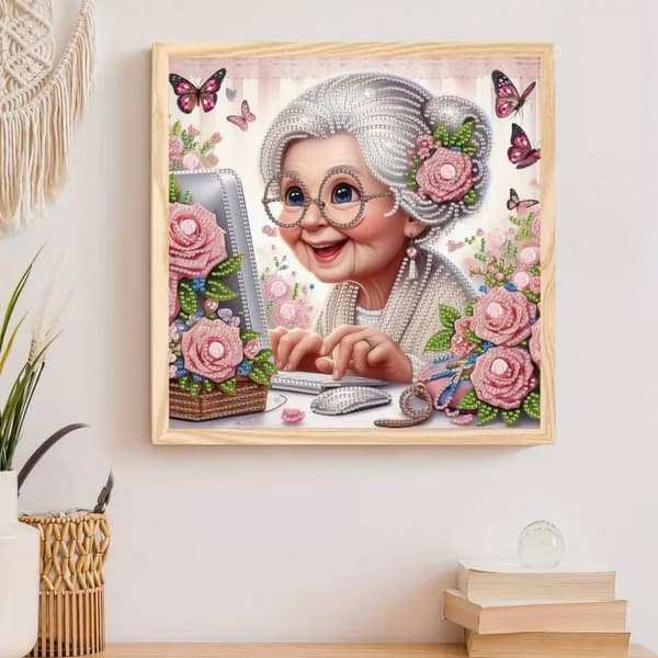 Diamantbroderi Internet Mormor 30x30 cm