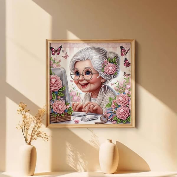 Diamantbroderi Internet Mormor 30x30 cm
