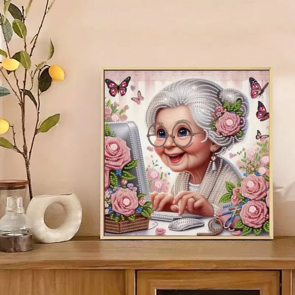Diamantbroderi Internet Mormor 30x30 cm