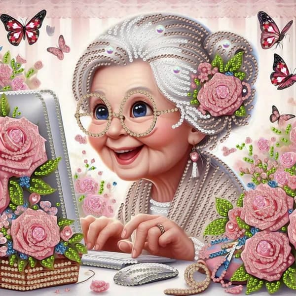 Diamantbroderi Internet Mormor 30x30 cm