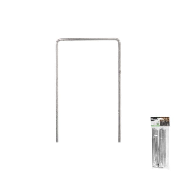 Sæt med 10 produkter. Galvaniseret metalstift i form af "U" bredde 7cm / højde 15cm