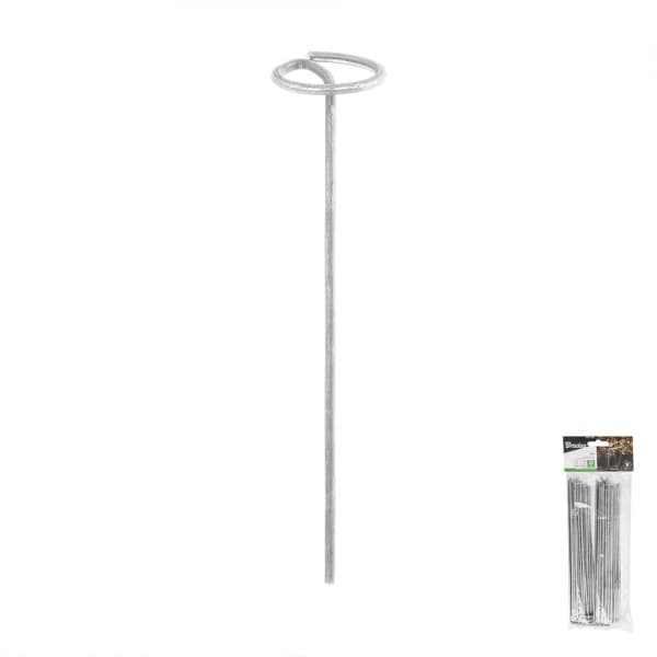 Set med 10 produkter. Galvanisert metallstift i form av "G" bredde 3cm / høyde 15cm