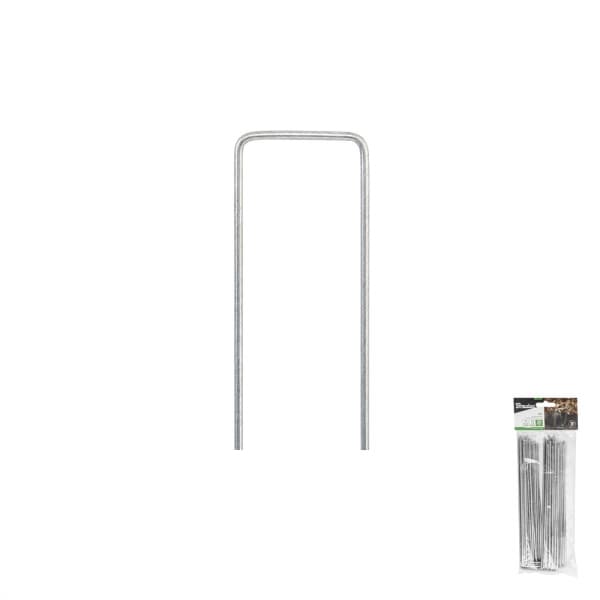 Sæt med 10 produkter. Galvaniseret metalstift i form af "U" bredde 3cm / højde 15cm