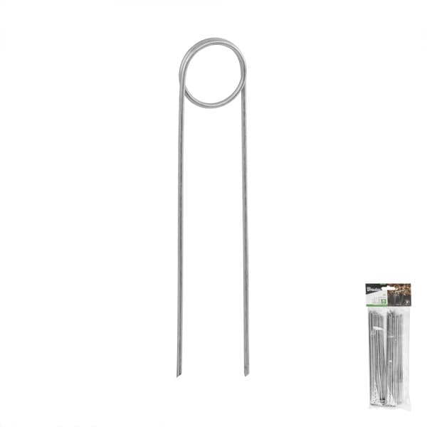 Set med 10 produkter. Galvaniserad metallstift i form av "O" bredd 3,5cm / höjd 20cm
