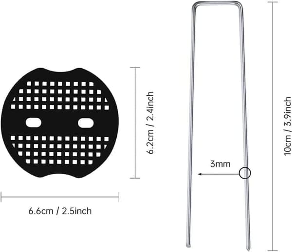 50 st U-formade med bricka förankringspinnar för trädgård Silver 3mm×40mm×100mm